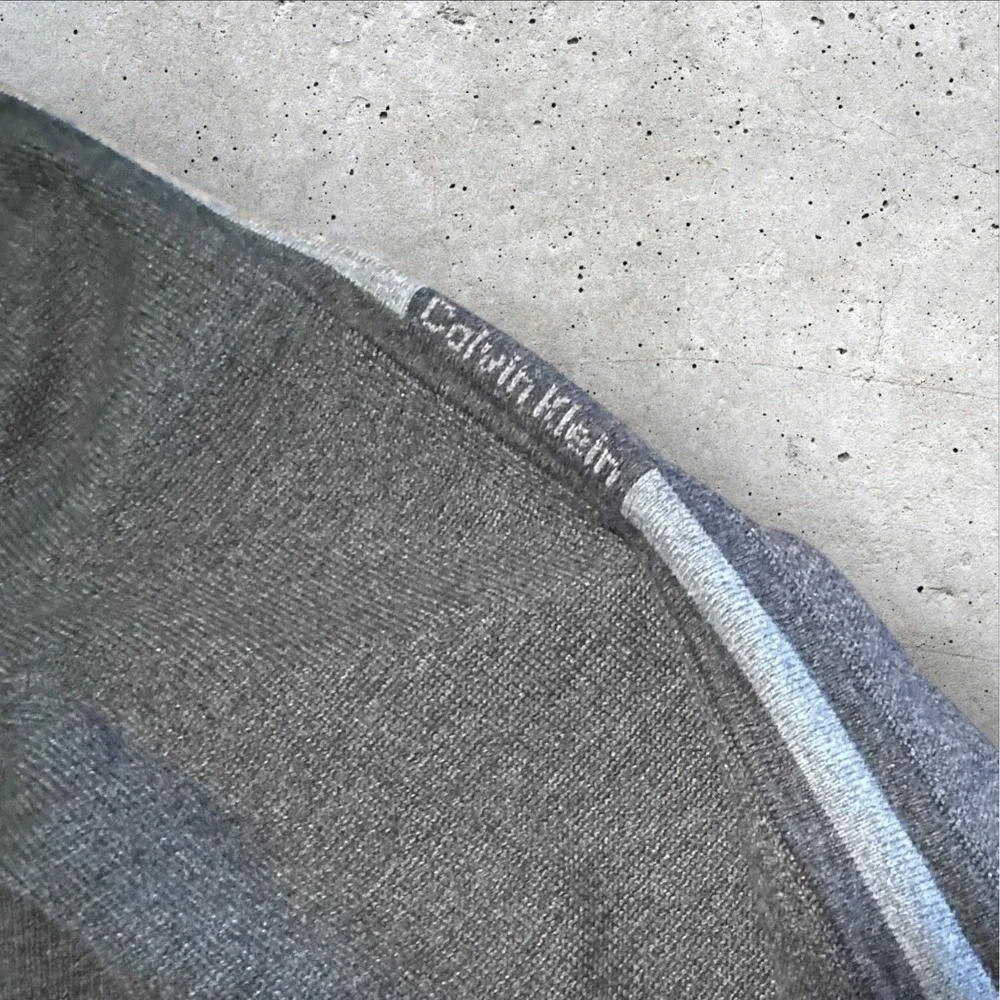 Calvin Klein Mens L Gray‎ Quarter Zip Pullover Sweater Knit Long Sleeve